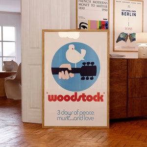 Pôster do documentário Woodstock (1970) | Presente para amantes de cinema e música | Janis Joplin, Jimi Hendrix, Joan Baez, The Who