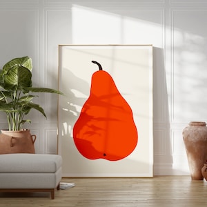 Poster moderno di metà secolo / La pera arancione / Stampa La Pera