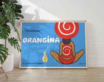 Bernard Villemot Poster Print | Orangina Fruitllante Poster | Mid-Century Modern Wall Art | Birthday & Christmas Gifts | French Poster