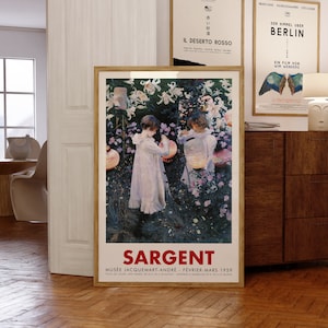 Cartel de la exposición de John Singer Sargent / Clavel, lirio, lirio, rosa (1885) / Impresión Giclée con calidad de museo / Museo Jacquemart-André