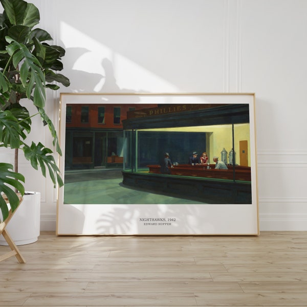 affiche d'art d'Edward Hopper | Engoulevents d'Amérique, 1942 | Impression giclée de qualité muséale | Décoration murale emblématique du réalisme américain