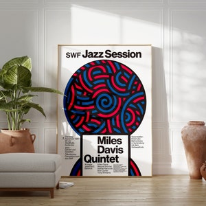 Poster di Miles Davis di Günther Kieser (1967) / Arte murale moderna di metà secolo / Idea regalo di compleanno