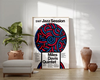 Miles Davis Poster by Günther Kieser (1967) | Mid-Century Modern Wall Art | Birthday Gift Idea