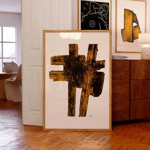 Stampa artistica di Pierre Soulages / Eau-forte XVIII, 1962 / Giclée di qualità museale / Idee regalo di Natale / Poster d'arte francese moderna di metà secolo