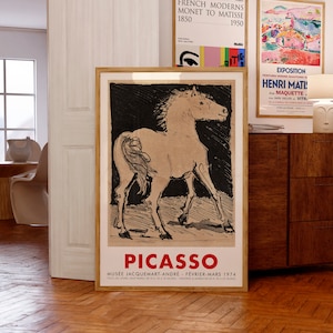 Póster de la exposición de Picasso / El caballo, de Histoire Naturelle, 1942 / Impresión Giclée con calidad de museo / Ideal para regalo de Navidad y cumpleaños