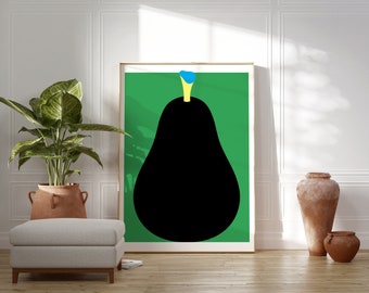 The Black Pear Poster | Mid-Century Modern Wandkunst | Geburtstagsgeschenkidee