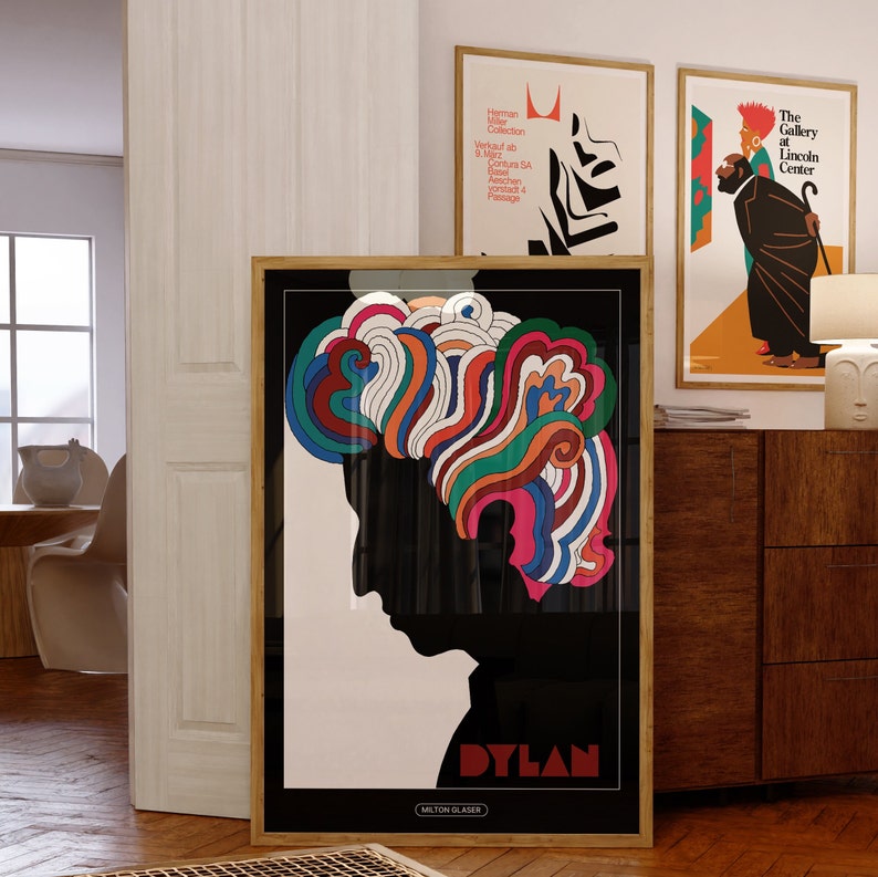 Bob Dylan, 1966 Milton Glaser Poster Birthday Gift Idea Mid-Century Modern Wall Art image 2