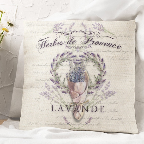 French Lavender Pillow, Herbes de Provence Pillow, French Country Throw Pillow, Shabby Chic Home Decor, Decorative Farmhouse, French Cottage