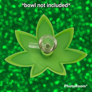 14mm or 18mm Bowl Tray/Tool Stand With Built-in Spill Proof Herb Saver Tray Leaf Edition (bowl not included)