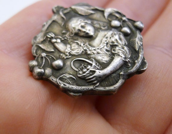 Broche Art Nouveau En Argent Sterling Signée E.Drospy - Occasion Vintage