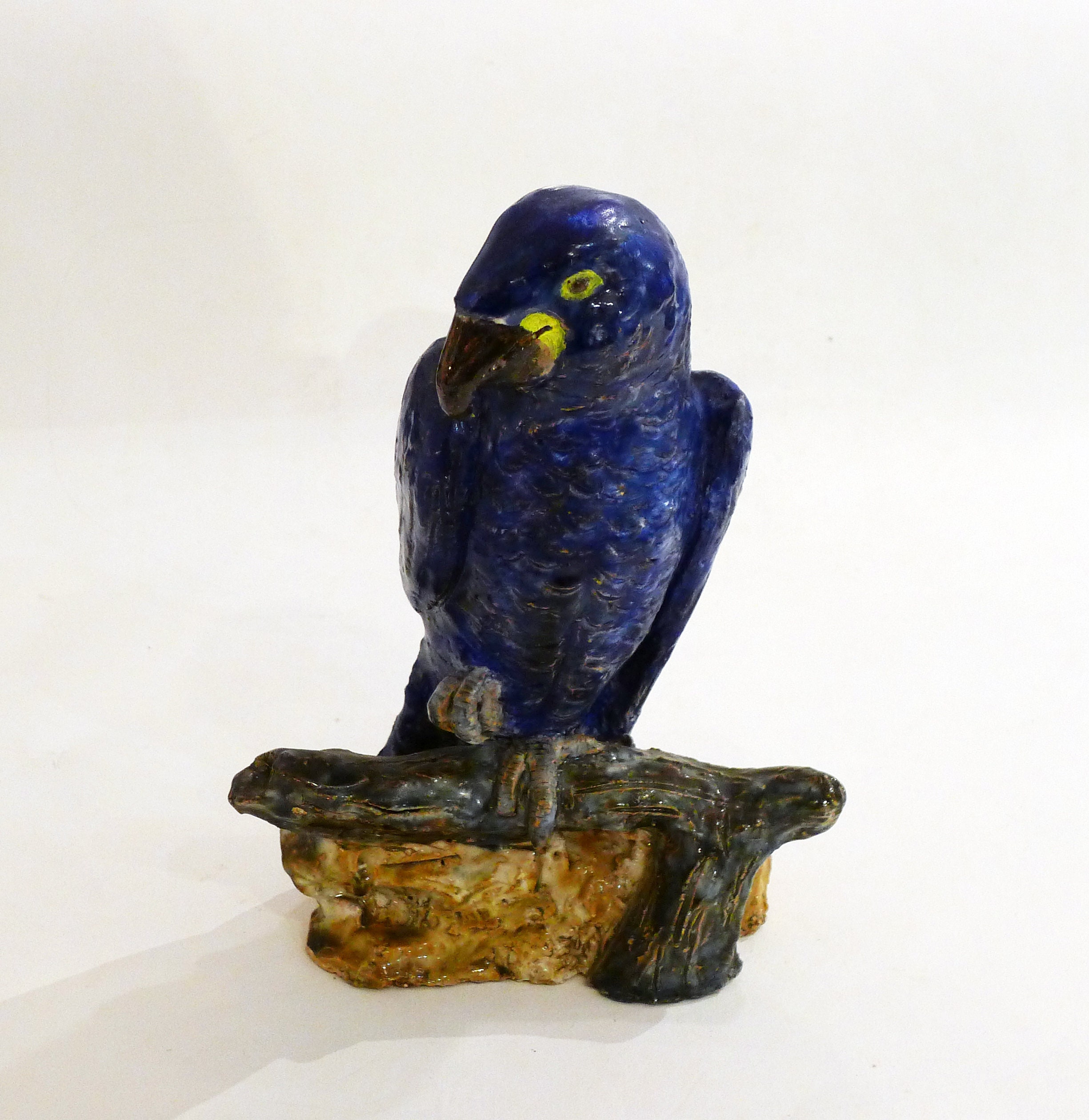 Sculpture Perroquet en Terre Émaillée