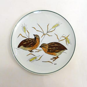 Plate from the &quot;Birds&quot; series in Gien earthenware (France) hand-painted 1960s