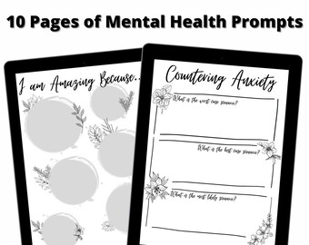Mental Health Bundle | Digital Wellness Journal | Self Care Worksheets | Printable | Editable | Minimalist