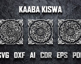 Paquete Kaaba Kiswa La Meca con plantilla de arte lineal en formato vectorial SVG DXF AI Pdf EPS