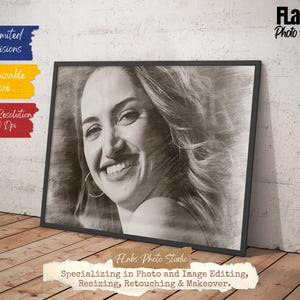 Kundenspezifisches Foto zu Bleistiftzeichnung, personalisierte Skizzenzeichnung, Geschenk, Geburtstag, Hochzeit, Jahrestag, Wanddekoration, Plakat, Rahmen.
