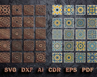 Plantillas de patrones islámicos, diseño marroquí, corte láser CNC (SVG, DXF, CDR, AI, EPS)