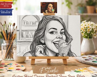 Retrato a lápiz personalizado / Ilustración caricaturesca dibujada a mano (descarga digital)