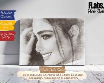 Retrato personalizado a lápiz a partir de una foto, regalo personalizado (descarga digital)
