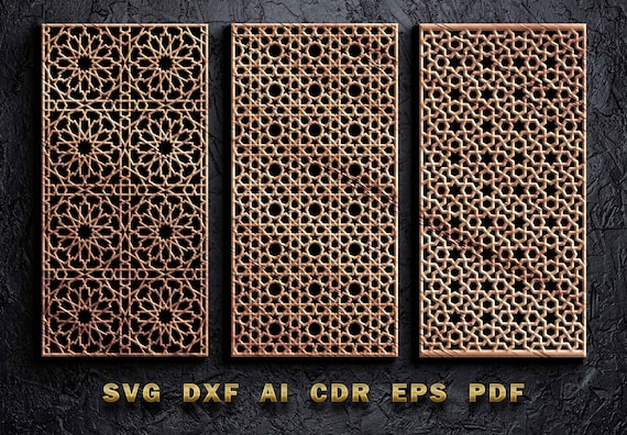 Islamic Geometric Pattern Template, Moroccan SVG, DXF, Vector Vol
