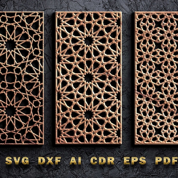 Arabic Moroccan Geometric Islamic Pattern SVG & Vector 4 Template