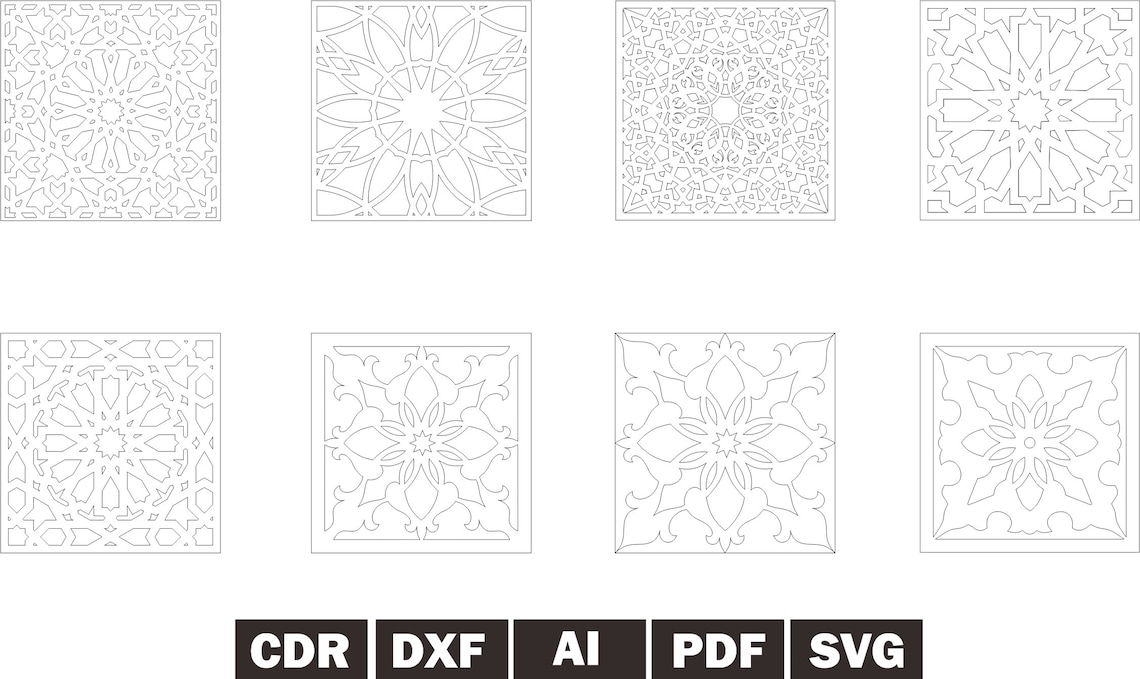 Arabic Moroccan Islamic Pattern SVG & Vector Line Art 2 Template - Etsy