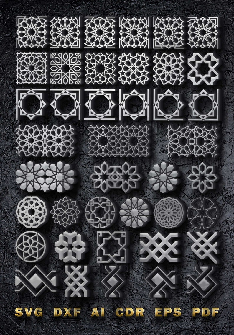 Modelo de arte vetorial com padrão islâmico árabe marroquino 1 imagem 3