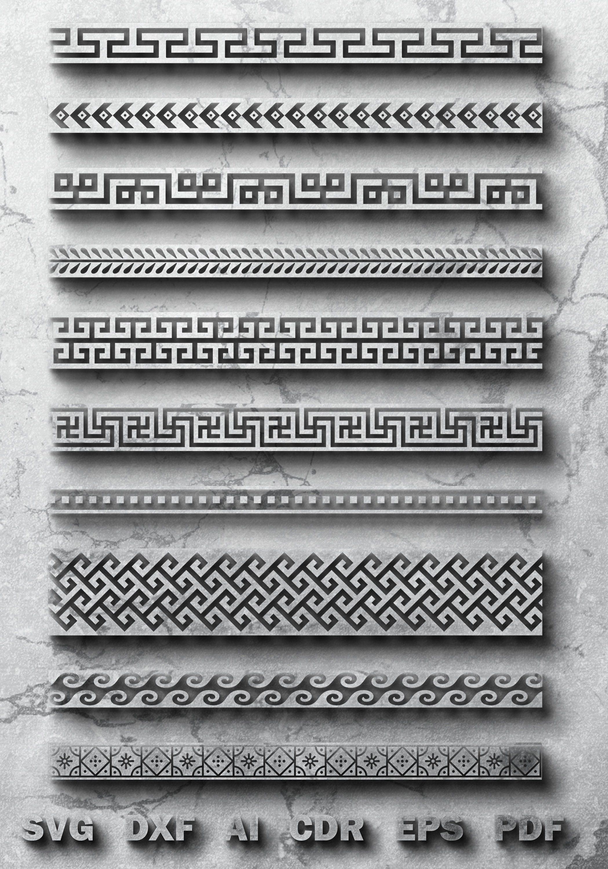 Borders List Pattern Template With Svg Dxf Eps Cdr & Vector Line