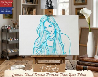 Retrato personalizado en estilo lineal a partir de una foto / Arte vectorial minimalista (descarga digital)
