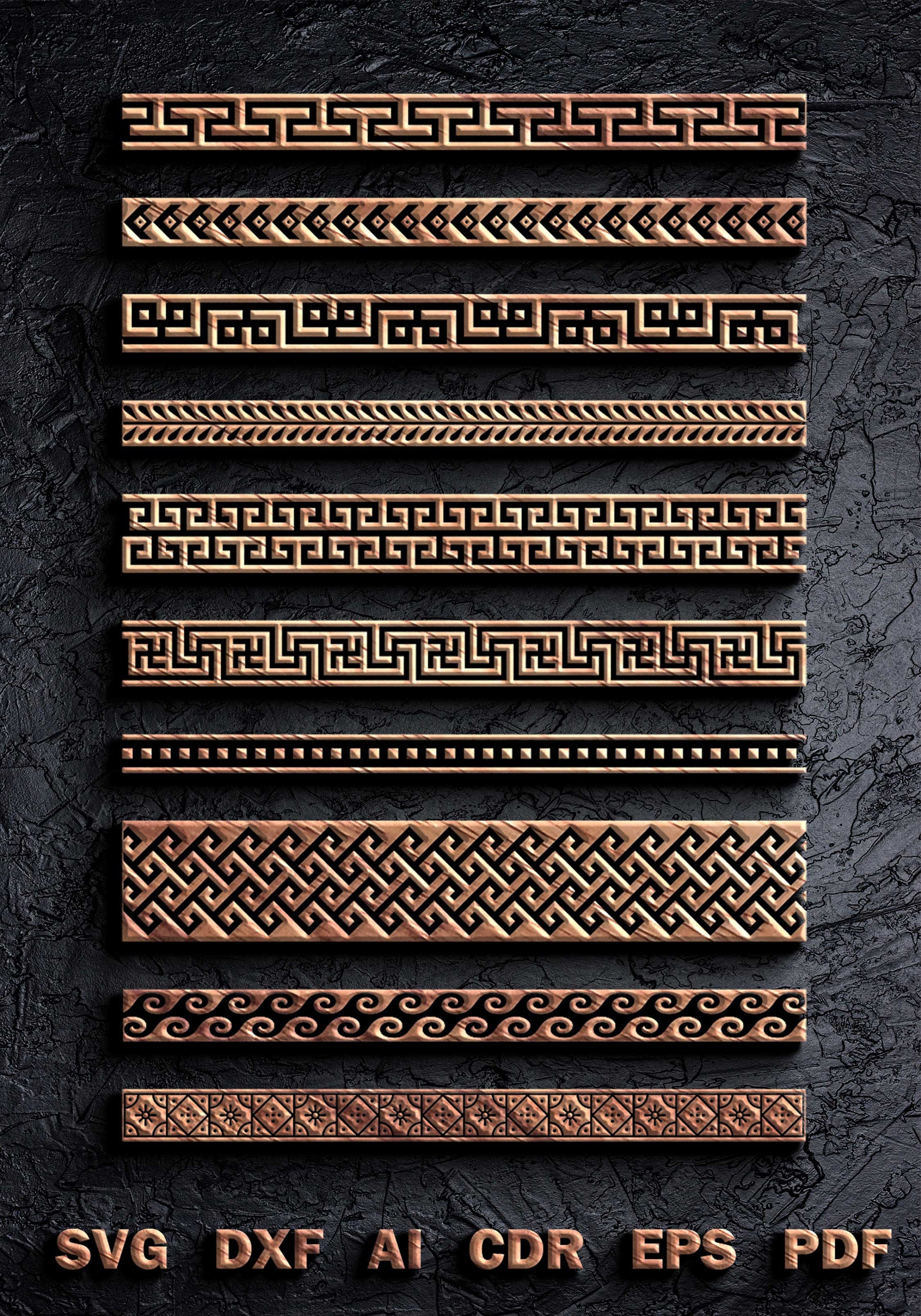 Borders List Pattern Template With Svg Dxf Eps Cdr & Vector Line Art ...