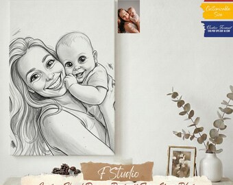 Retrato caricaturesco personalizado dibujado a mano a partir de una fotografía / Ilustración vectorial digital