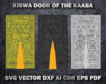 Plantilla de caligrafía de puerta KISWA KAABA en formato Vector SVG Dxf Ai Eps, Cdr y Pdf