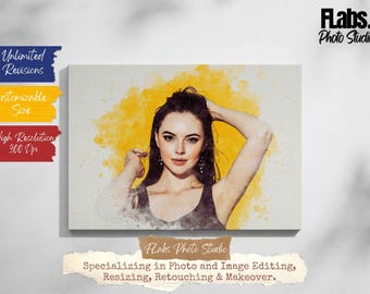 Retrato personalizado a partir de una foto en acuarela, regalo personalizado (descarga digital)