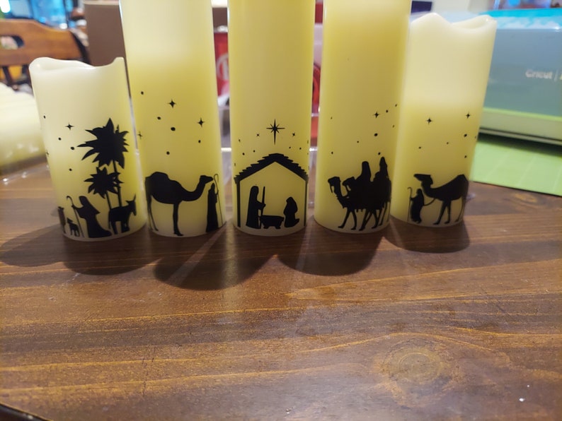 Nativity Scene Flameless Candle Set, Christmas Decor, Nativity Set, Pillar Candle Set, No Flame