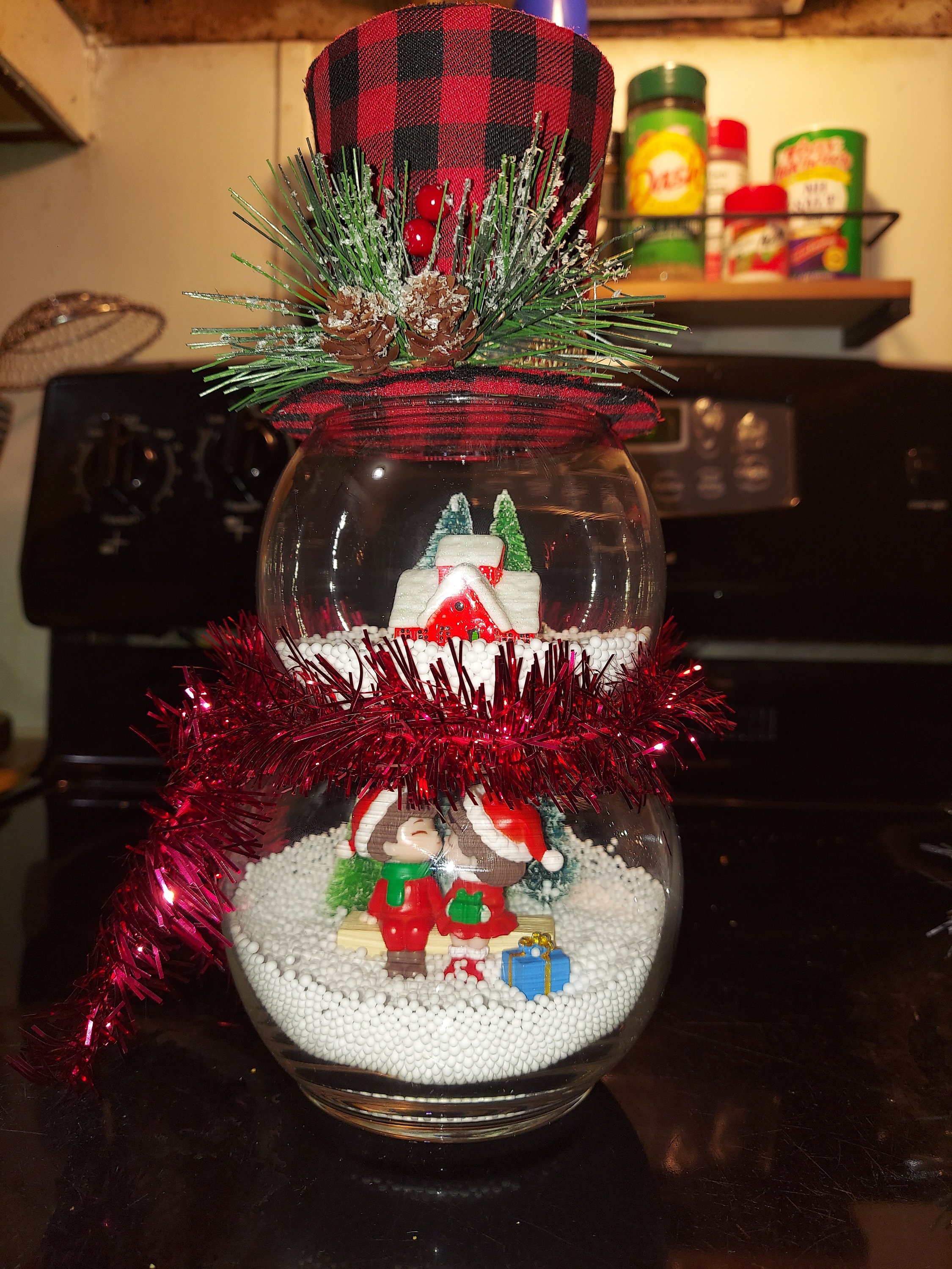 Snowman Decoration, Winter Scene Glass Globe Snowman, Unique Christmas Decor, Christmas Gift