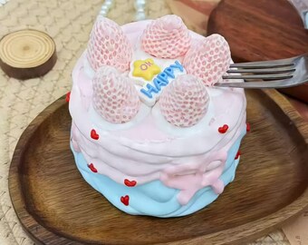 Brinquedo Squishy Artesanal em Forma de Cupcake de Morango | Bolas Sensoriais Antiestresse para Alívio da Ansiedade, Crianças e Adultos, Silicone de Grau Alimentício | Ideias para Presentes
