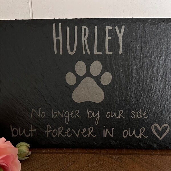 Personalised Pet Memorial Slate Stake – Engraved Grave Marker For Dog Or Cat
