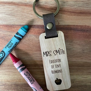 Teacher gift, keychain, wooden engraved, personalized teacher gift, custom made