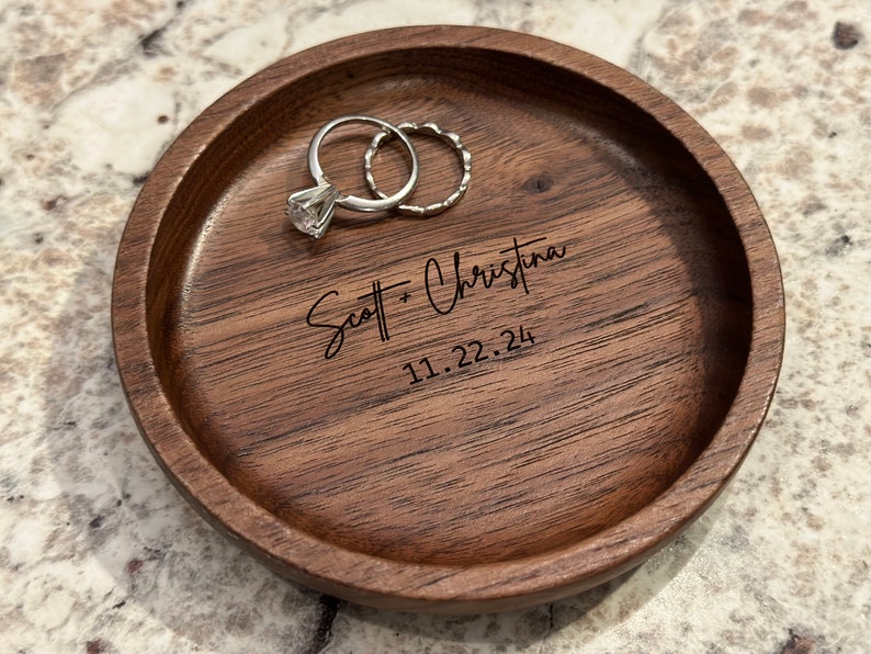 Custom Wood Ring Dish, Wedding, Engagement Gift, Personalized, Engraved ...