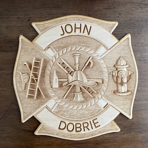 Fireman’s maltese cross, personalized Maltese cross, custom engraved, firefighter sign, 3D,