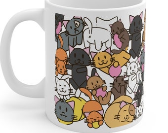 Cat Collage Background Coffee Mug, Cat Lover Mug, Kitty Mug, Cat Art, Cat Mama, Cute Mugs, Coffee Lover, Gift Ideas, Gift Idea for Her-Him