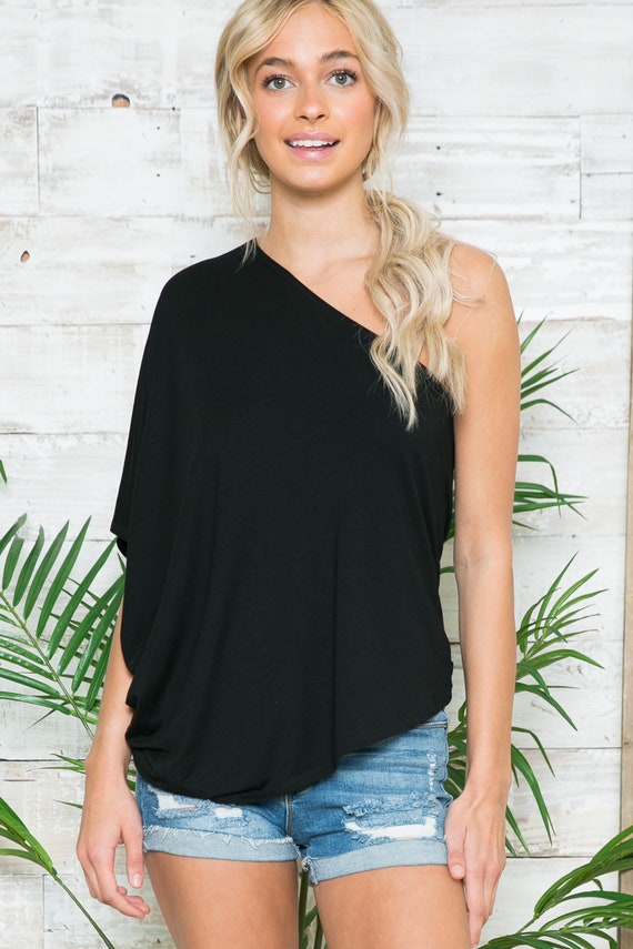 One Shoulder Loose Fit Top Etsy