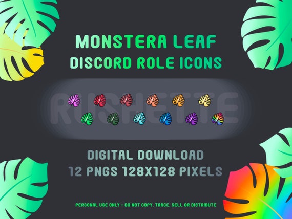 Leaf Discord Twitch Role Level Sub Badges Gaming Stream Youtube Emoji Icons  Monstera Leaf Digital Download 12x