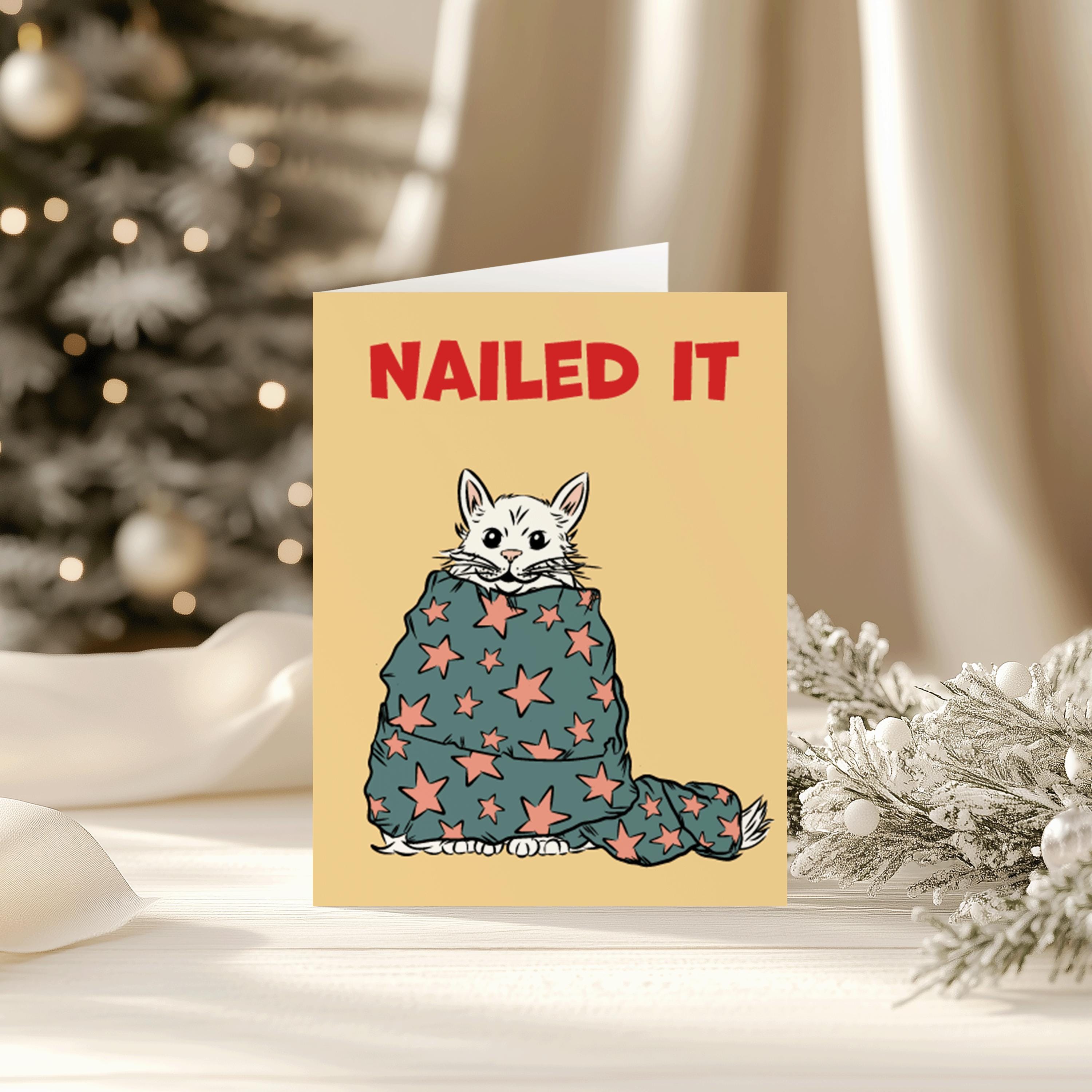 Funny Cat Christmas Card – Printable & Digital – Nailed It – Funny ...