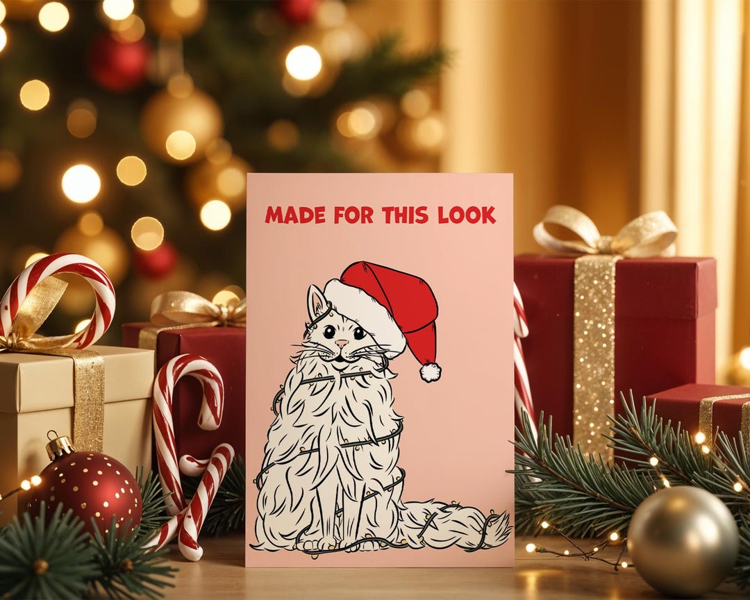 Funny Cat Christmas Card – Printable & Digital – Made for This Look ...