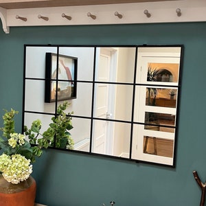 Leaded Skandi/Industrial style mirror with Ebony Black lead finish 3ft x 2ft (90cmx60cm) -   handmade in the UK