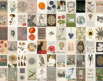 HUGE SUPER KIT 1/3 | Vintage Aesthetic Wall Collage Pack of 300 pcs | High Res | Retro Wall Decor | Instant Download | WP01