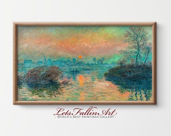 4K SAMSUNG the Frame Tv Art | Sunset Moody Scenery by Claude Monet | Instant Download | Digital File #TV119