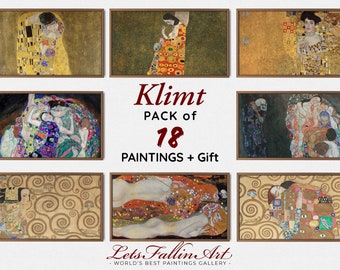 GUSTAV KLIMT - Set van 18 schilderijencollectie plus cadeau | Samsung de Frame Art TV - digitale Instant Download | Speciale aanbieding #TVSET21