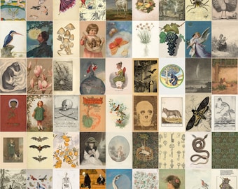HUGE SUPER KIT 2/3 | Vintage Aesthetic Wall Collage Pack of 300 pcs | High Res | Retro Wall Decor | Digital Download | WP02