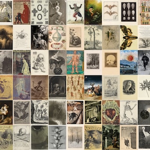 200 PCS 3/3 Grunge Room Decor Aesthetic | Vintage Photo Collage Kit | Wall Collage Dark Academia | Digital Download | WP05